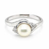 18K White Gold Diamond Pearl Ring