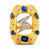 22K Yellow Gold Blue Sapphire Diamond Ring