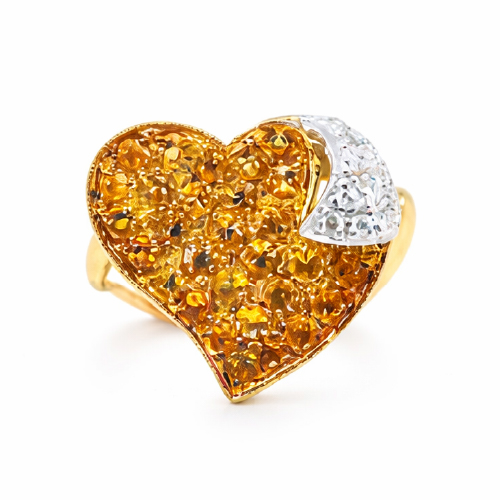 18K Yellow Gold Yellow Sapphire Diamond Ring