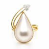 14K Yellow Gold Diamond Mother Of Pearl Ring
