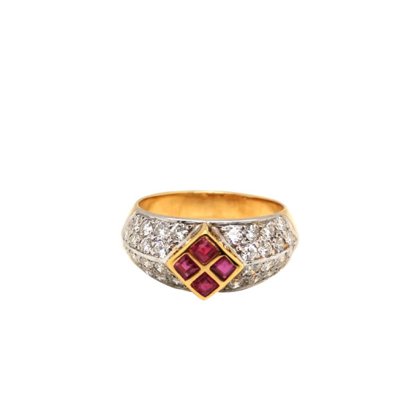 18K Yellow Gold Ruby Diamond Ring