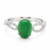 18K White Gold Jade Diamond Ring