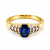 18K Yellow Gold Blue Sapphire Diamond Ring