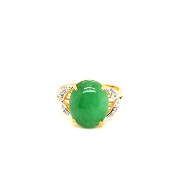 20K Yellow Gold Jade Diamond Ring