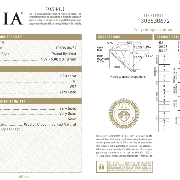 0.50 Carat Diamond (Gemological Institute of America)