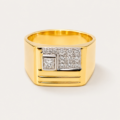 20K Yellow Gold Diamond Men’s Ring 2 Tone