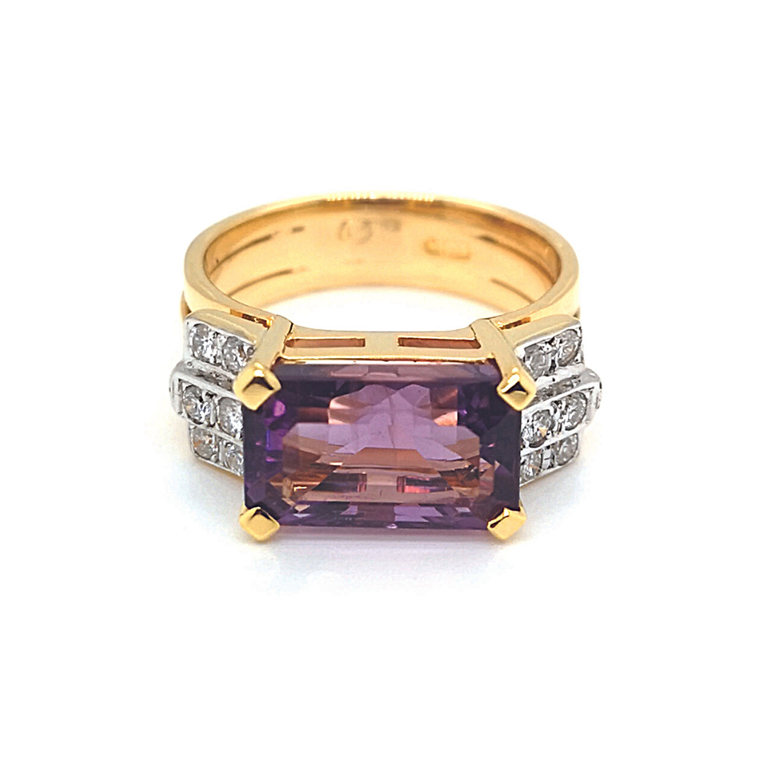 Yellow Gold Amethyst Diamond Ring