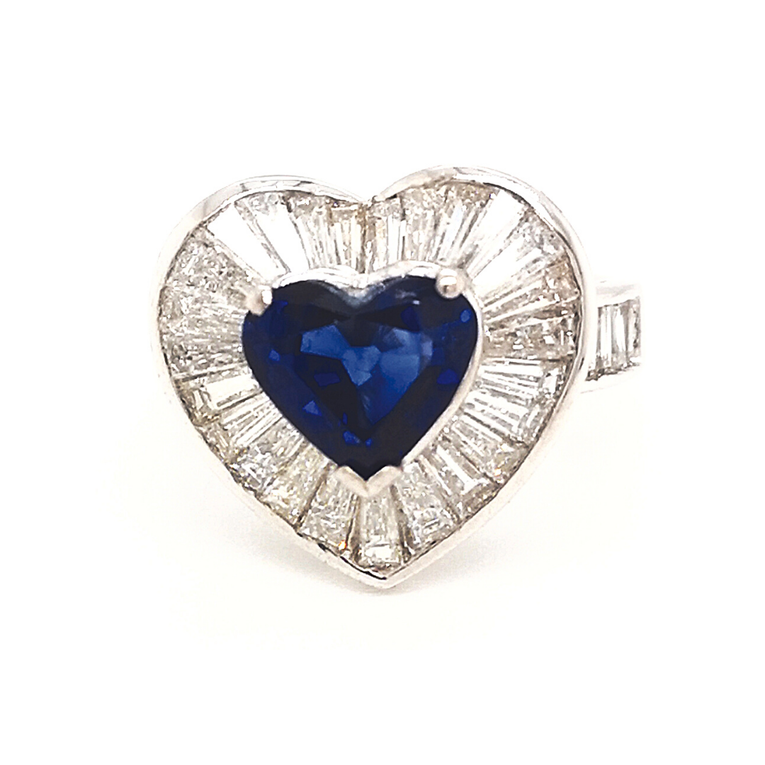 18K Yellow / White Gold Diamond Blue Sapphire Ring