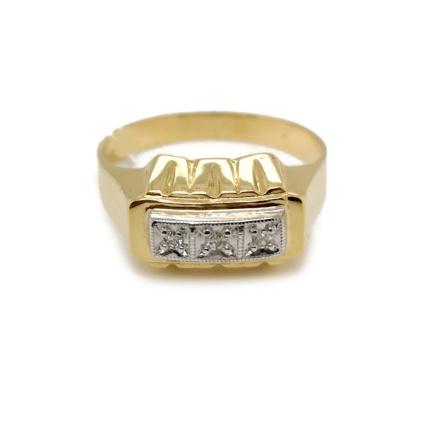 18K Yellow White Gold Diamond Ring