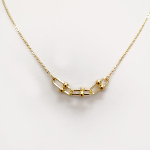 Paperclip Link Chain Pendant 24K Gold Necklace