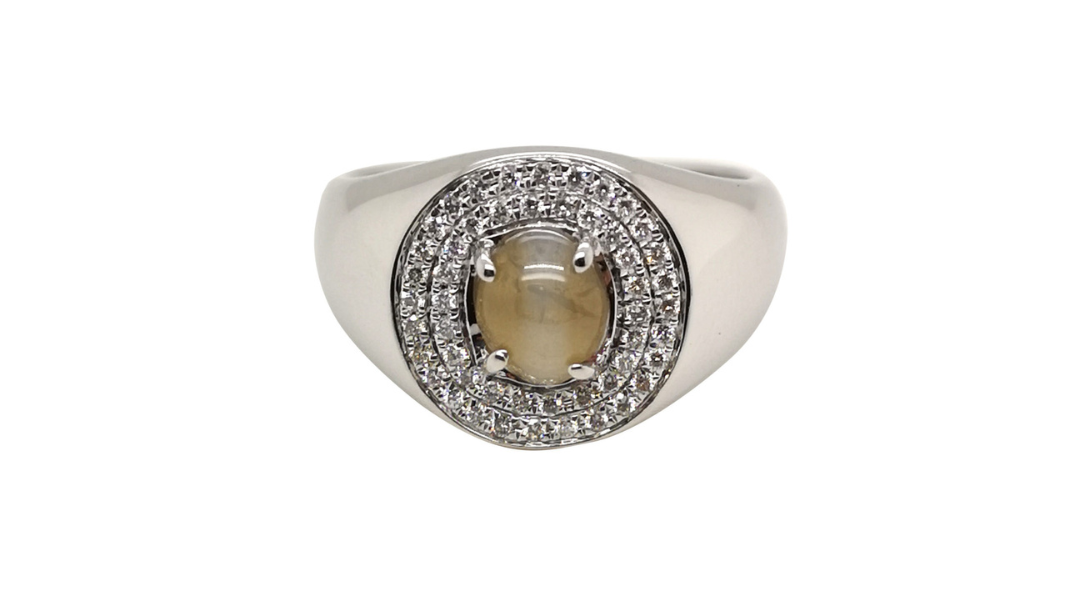 White Gold Diamond & Cat’s Eye Ring