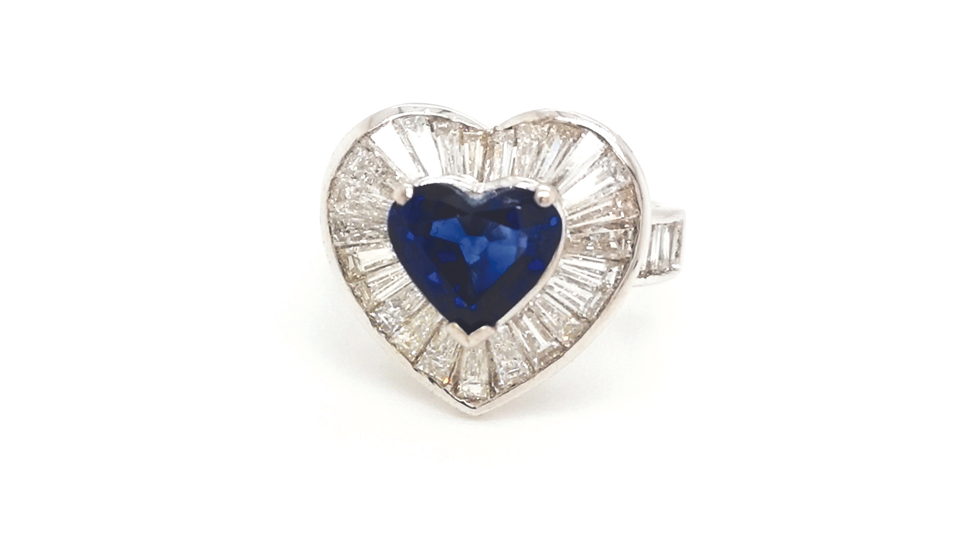 18K Yellow / White Gold Diamond Blue Sapphire Ring
