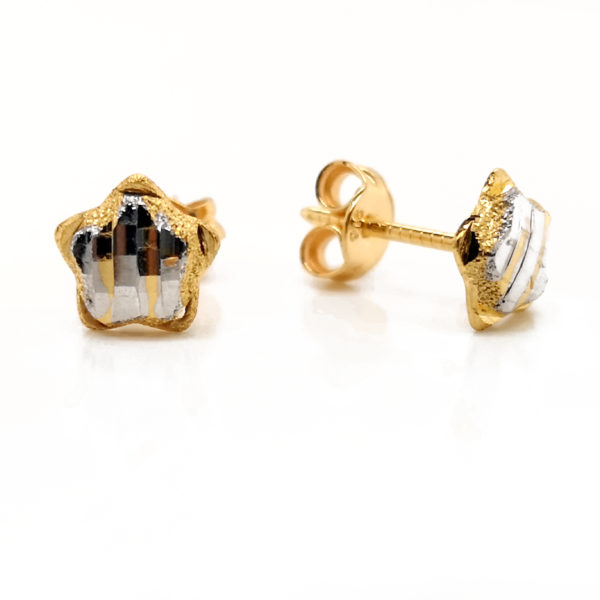 22K Gold Two Tone Star Earstud