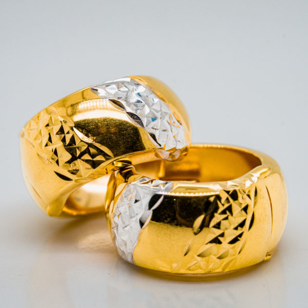 22K Gold Two Tone Clip Earring
