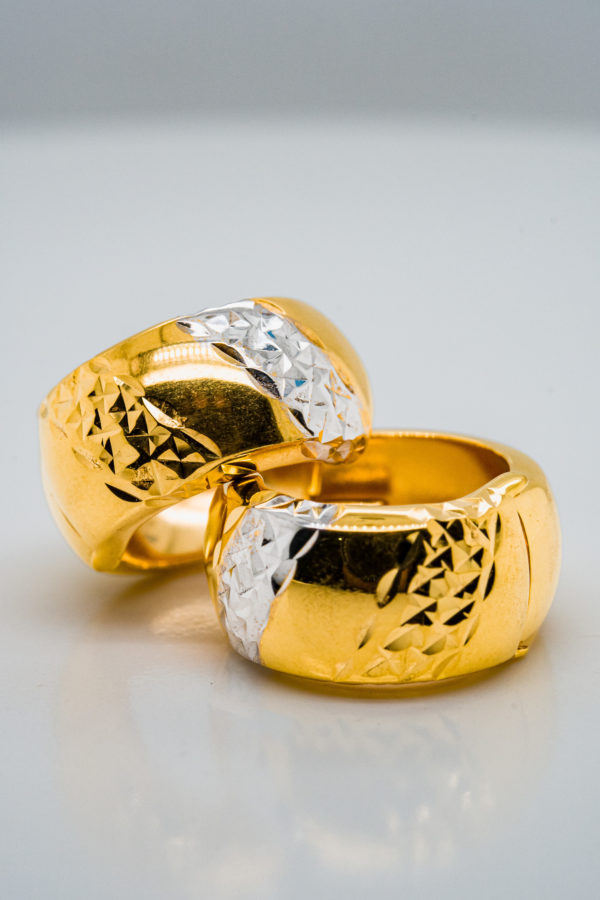 22K Gold Two Tone Clip Earring