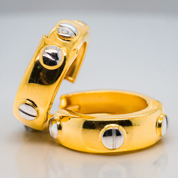 22K Gold Two Tone Clip Earring