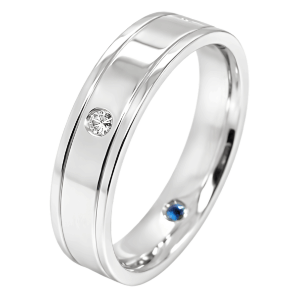 18K White Gold Diamond & Blue Sapphire Ring