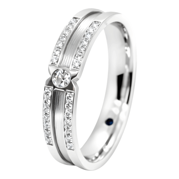 18K White Gold Diamond & Blue Sapphire Ring 'Celestial'