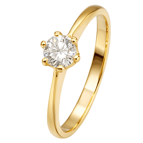 20K Yellow Gold 6 Claw Diamond Ring
