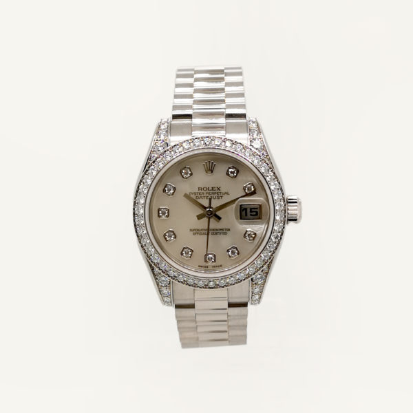 18K White Gold Rolex Datejust Diamond & Mop Ladies 179159