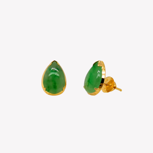 20K Yellow Gold Jade Earstud