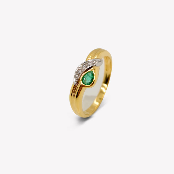 20K Yellow Gold Diamond Emerald Ring - ValueMax Jewellery