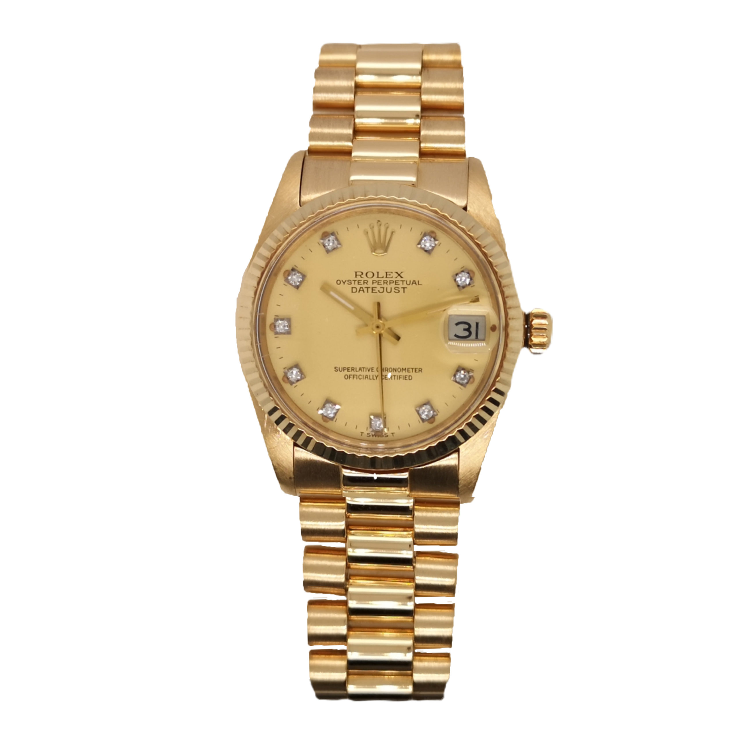 18K Yellow Gold Rolex Datejust 31 Diamond 6827