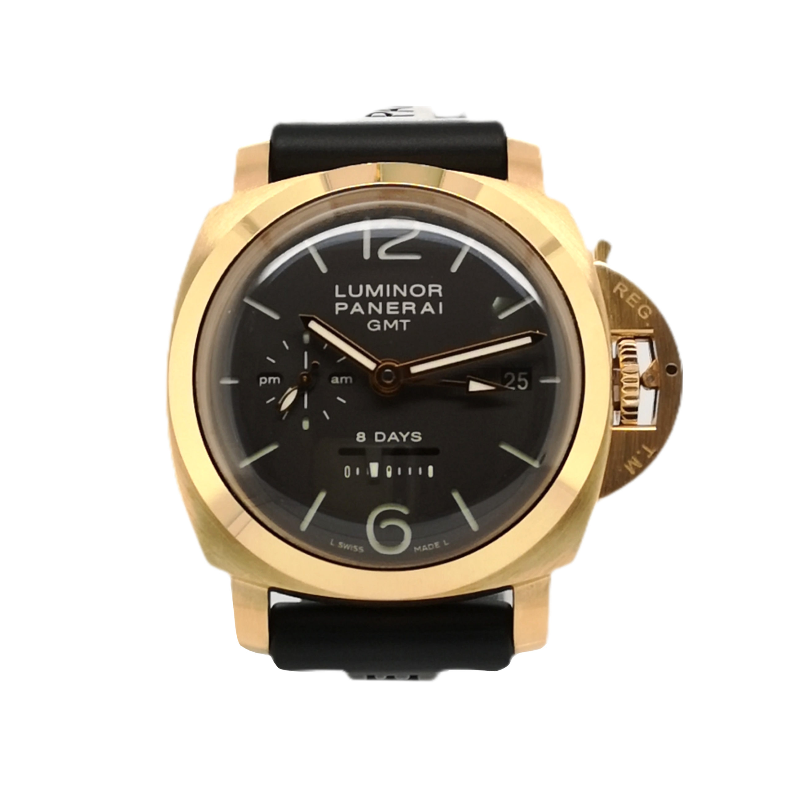 18K Yellow Gold Panerai Luminor 1950 8 Days Gmt