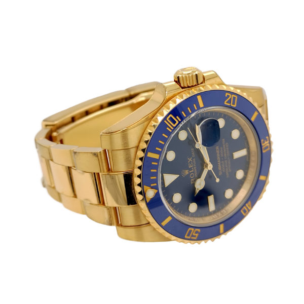 18K YG Rolex Submariner 116618LB Left View