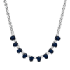18K White Gold Diamond & Blue Sapphire Necklace