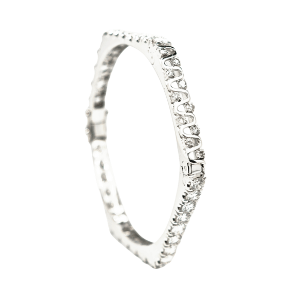 10K White Gold Diamond Bangle
