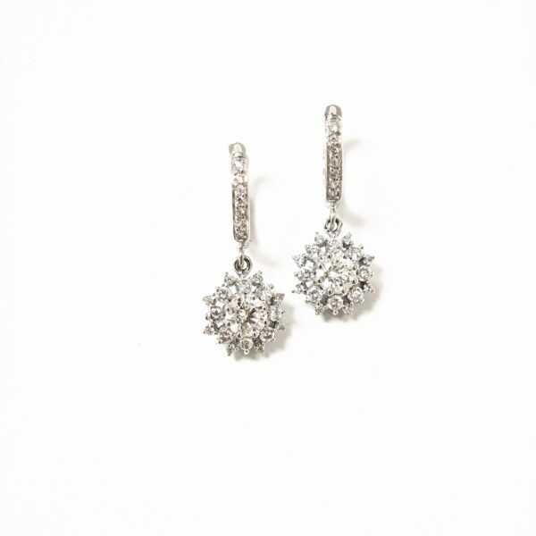 585 White Gold Diamond & Cubic Zirconia Dangling Earring