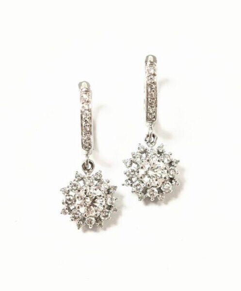 585 White Gold Diamond & Cubic Zirconia Dangling Earring