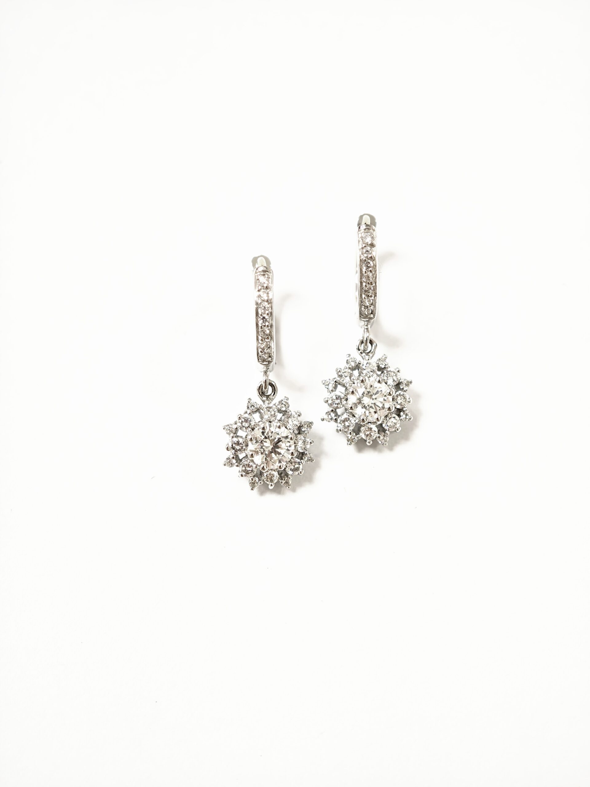 585 White Gold Diamond & Cubic Zirconia Dangling Earring