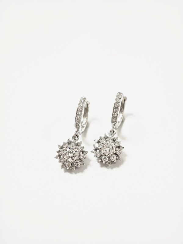 585 White Gold Diamond & Cubic Zirconia Dangling Earring