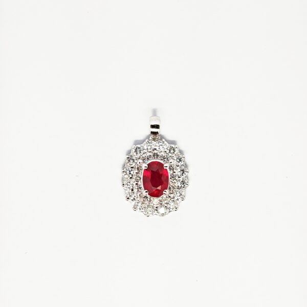 750 White Gold Diamond & Ruby Pendant