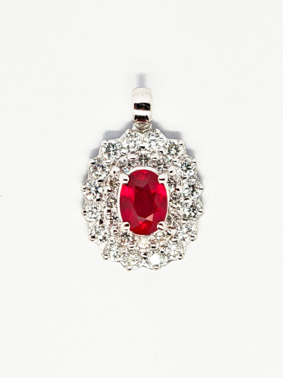 750 White Gold Diamond & Ruby Pendant