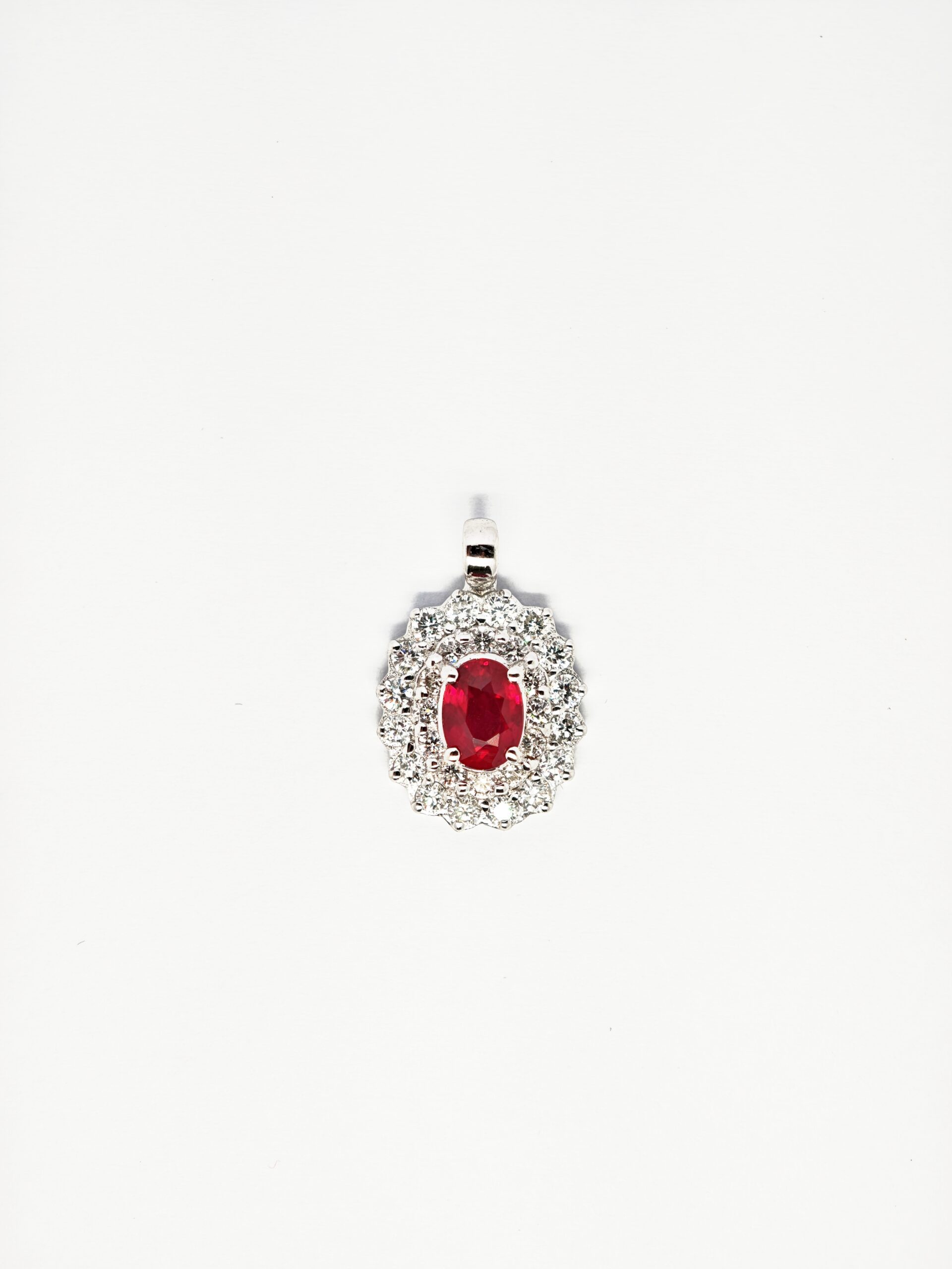 750 White Gold Diamond & Ruby Pendant