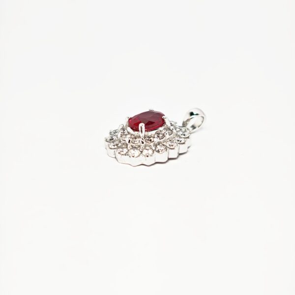 750 White Gold Diamond & Ruby Pendant