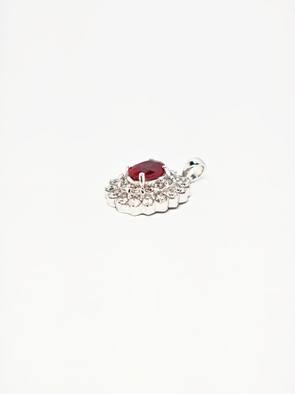 750 White Gold Diamond & Ruby Pendant