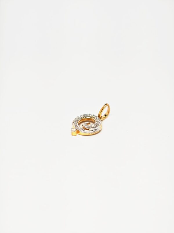 750 Yellow Gold Diamond Pendant 2 Tone - Image 2