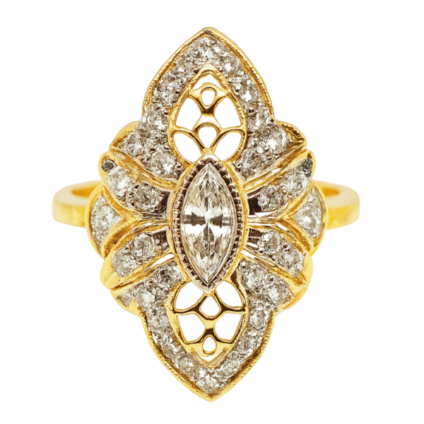 18K Yellow Gold Diamond Ring 2 Tone