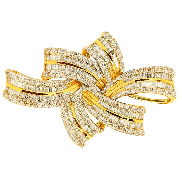 18K Yellow Gold Diamond Pendant 2 Tone