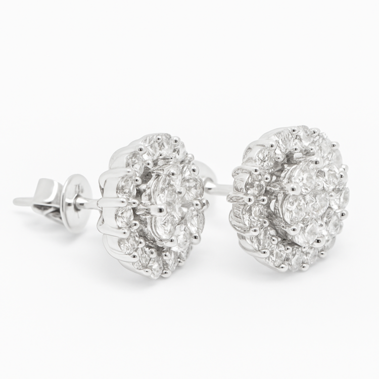 18K White Gold Diamond Earstud