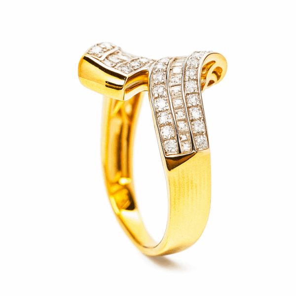 9K Yellow Gold Diamond Ring 2 Tone