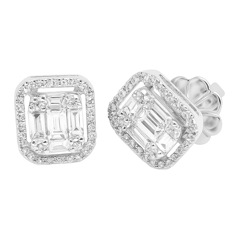 18K White Gold Diamond Earstud