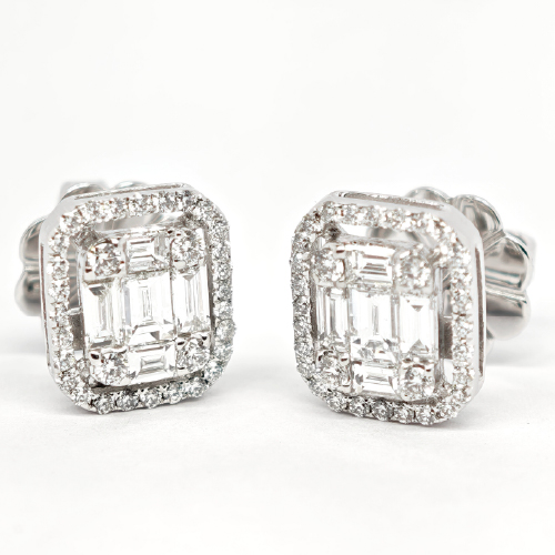 18K White Gold Diamond Earstud