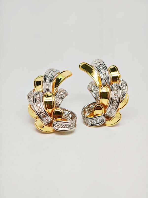 18K Yellow Gold Diamond Earring 2 Tone