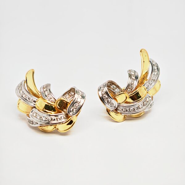 18K Yellow Gold Diamond Earring 2 Tone