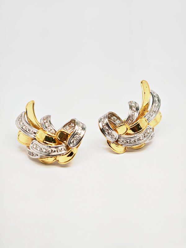 18K Yellow Gold Diamond Earring 2 Tone
